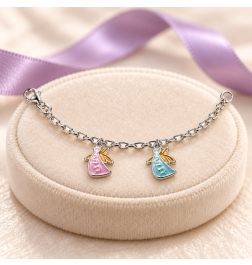 KINDER-SILBERARMBAND & CHARMS ENGEL-BLAU-ROSA