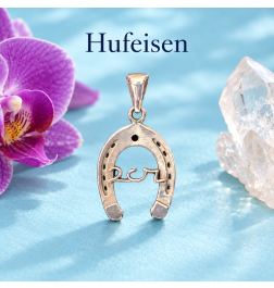 Silber/Anhänger - Kraftsymbol Hufeisen-Lichtstrahl-Schutz-Glücksbringer