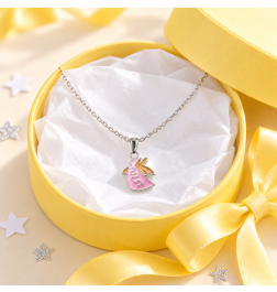 KRAFTSYMBOL-SILBERKETTE - ANHÄNGER ROSA ENGEL
