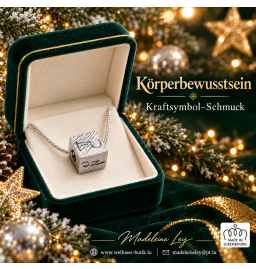 Körperbewusstsein Silberkette mit Silberbeads durch Kraftsymbole